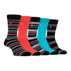 Gentle Grip 5 Pack Mens Bamboo Bright Striped Patterned Socks