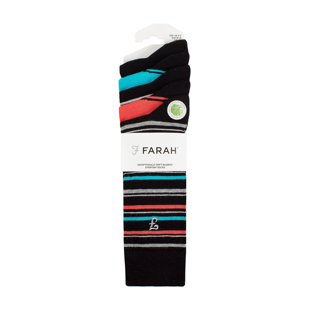 Gentle Grip 5 Pack Mens Bamboo Bright Striped Patterned Socks