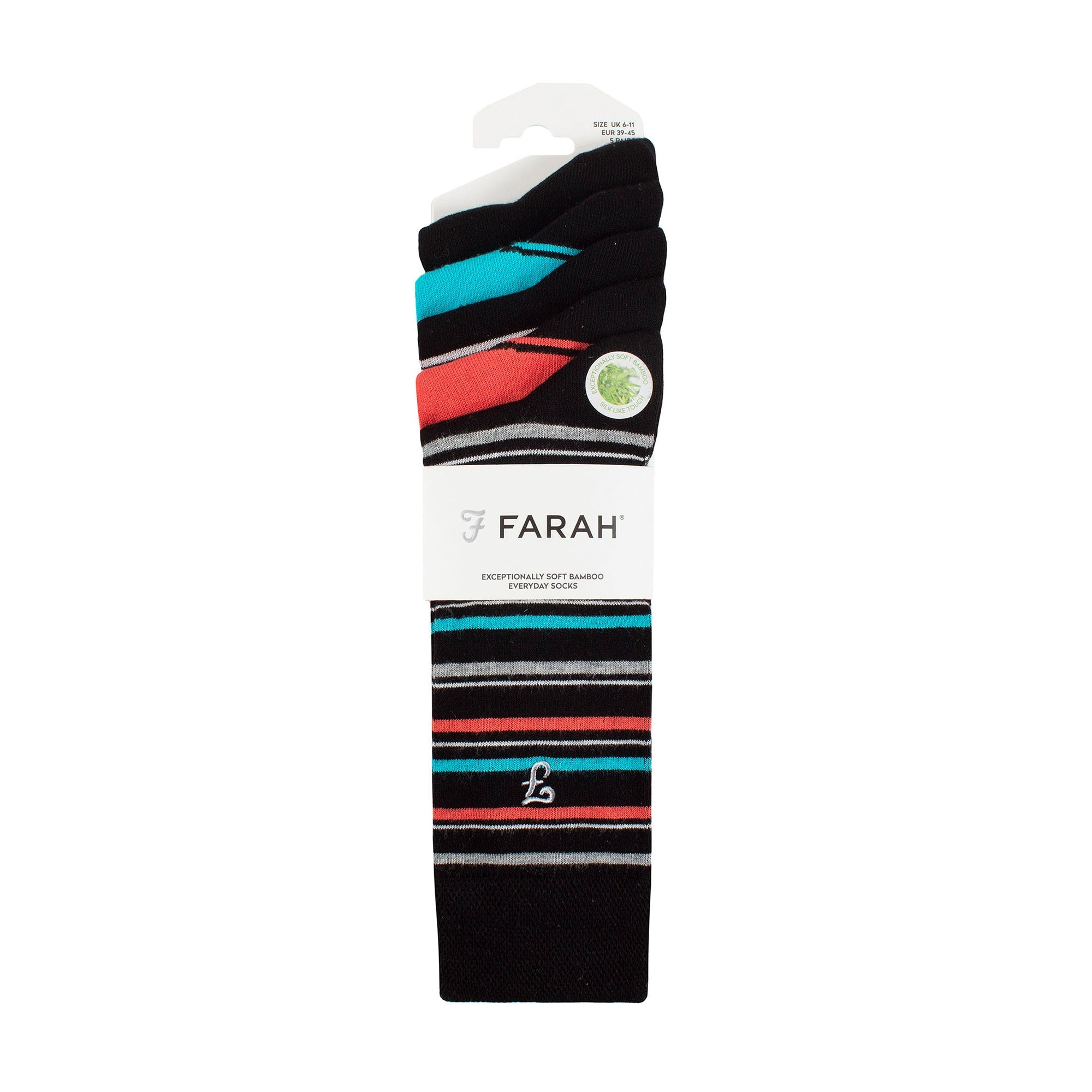 Gentle Grip 5 Pack Mens Bamboo Bright Striped Patterned Socks