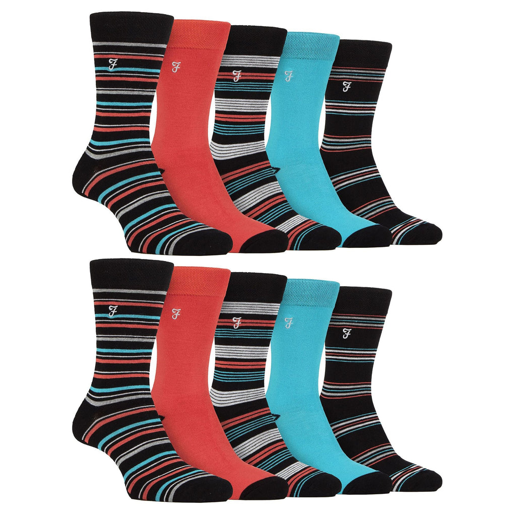 Farah Mens 10 Pair Multi-Pack Bright Bamboo Socks