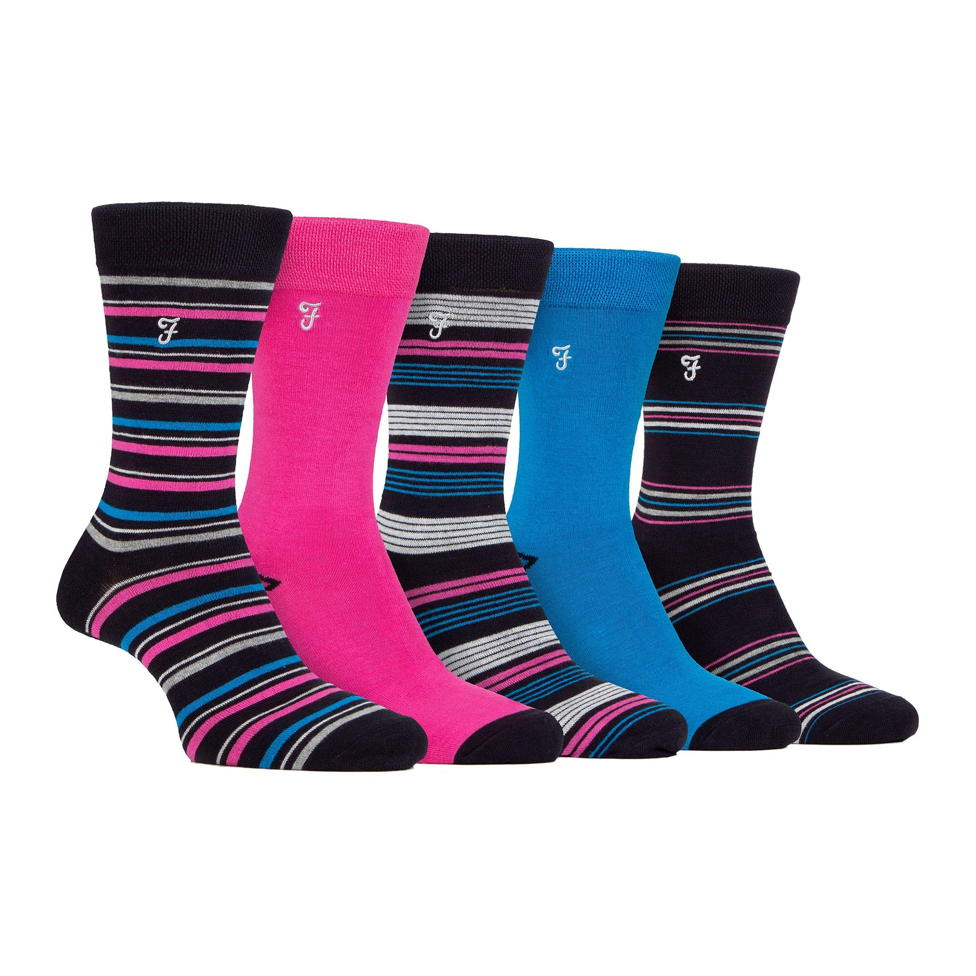 Gentle Grip 5 Pack Mens Bamboo Bright Striped Patterned Socks