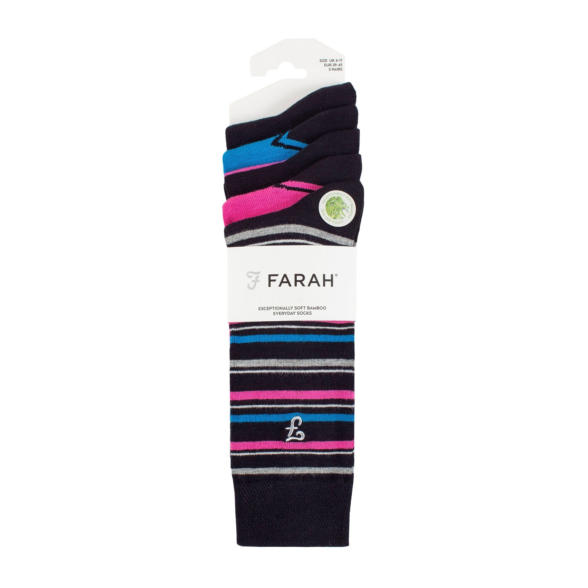 Gentle Grip 5 Pack Mens Bamboo Bright Striped Patterned Socks