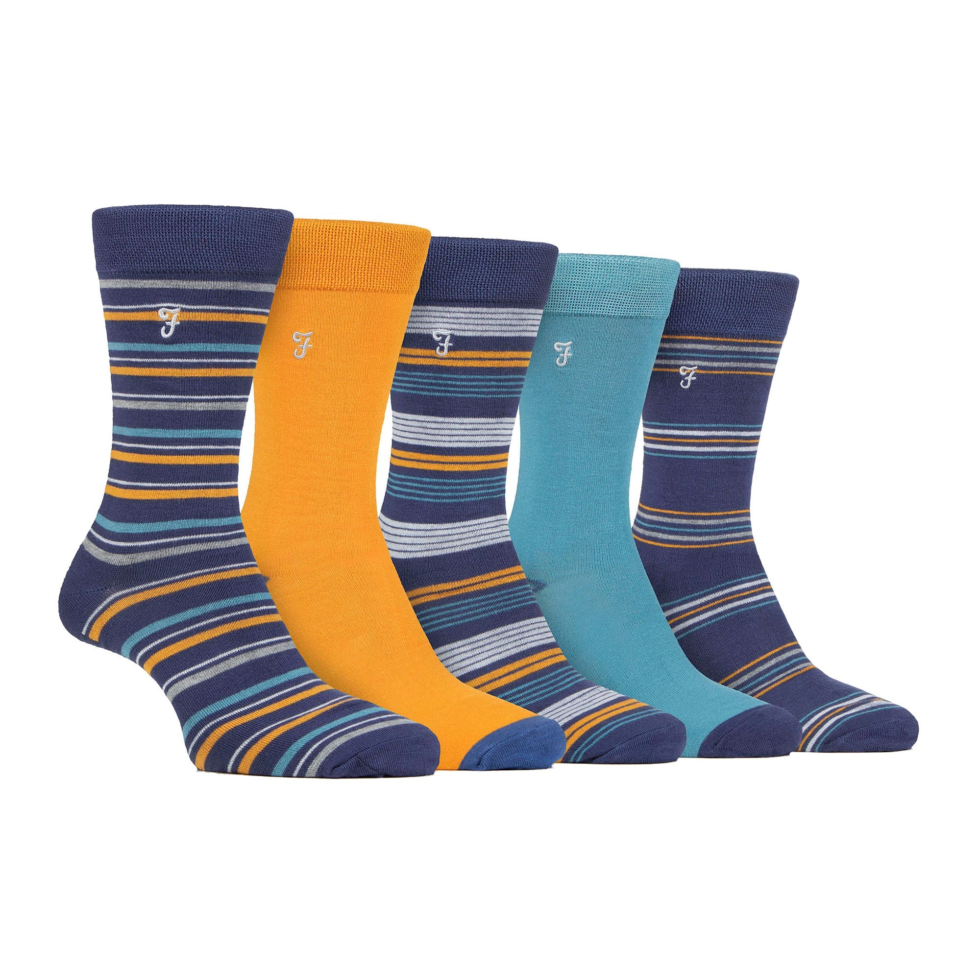 Gentle Grip 5 Pack Mens Bamboo Bright Striped Patterned Socks