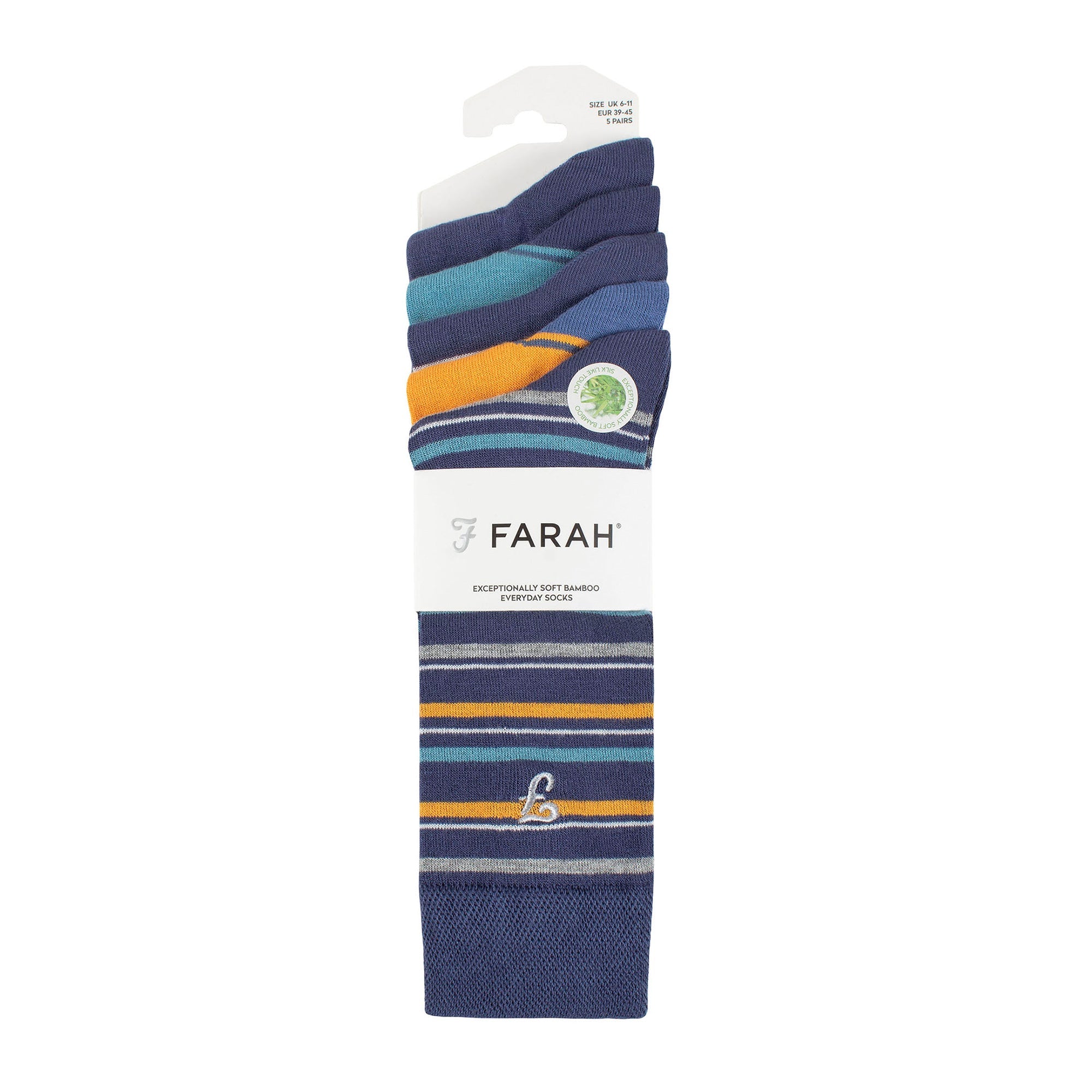 Gentle Grip 5 Pack Mens Bamboo Bright Striped Patterned Socks