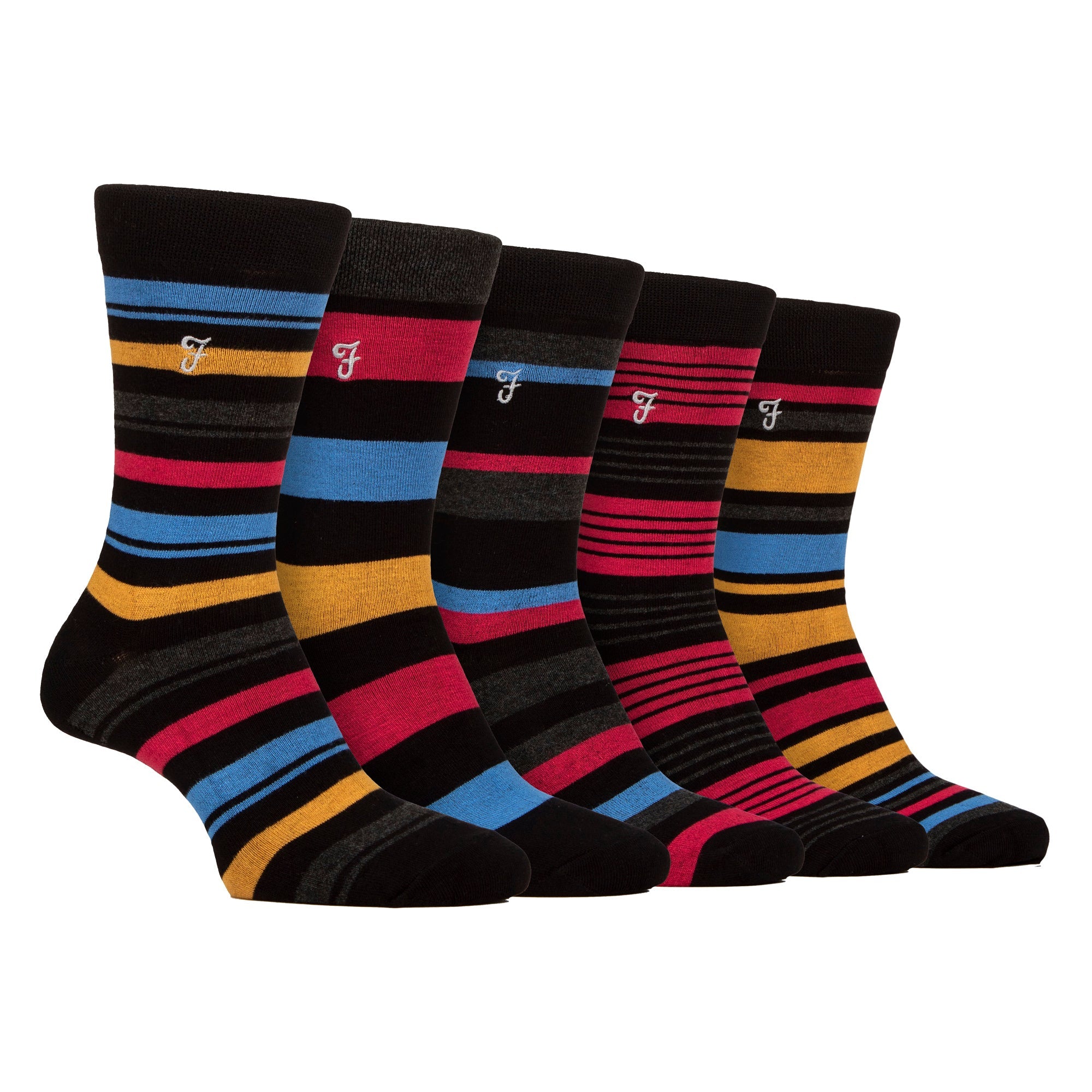 Farah Silver 5 Pack Mens Bamboo Patterned Socks