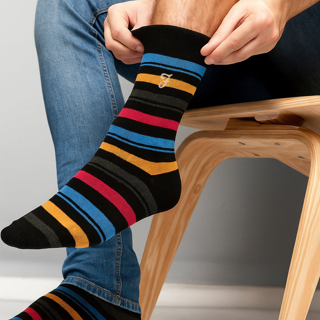 Farah Silver 5 Pack Mens Bamboo Patterned Socks