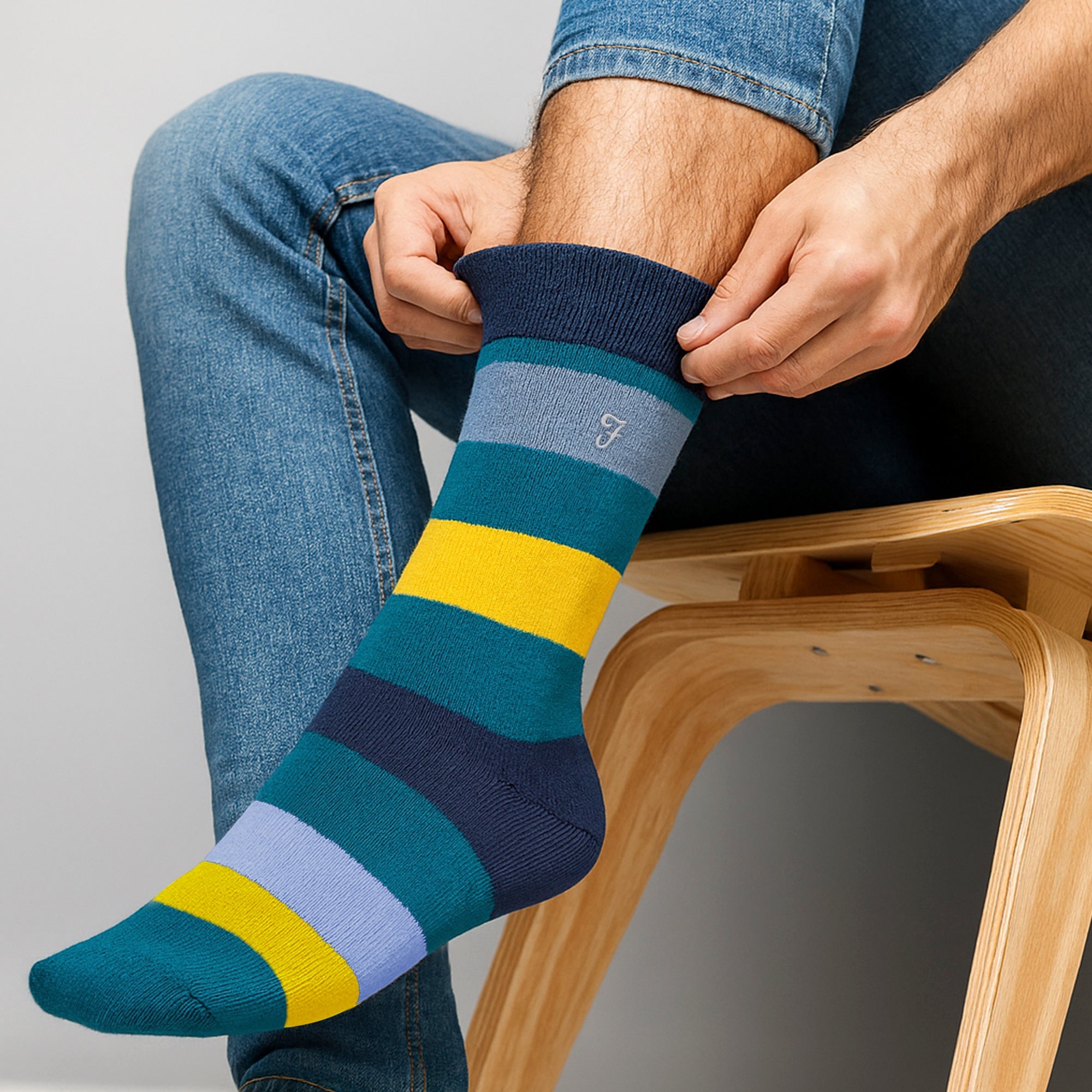 Farah Silver 5 Pack Mens Bamboo Patterned Socks