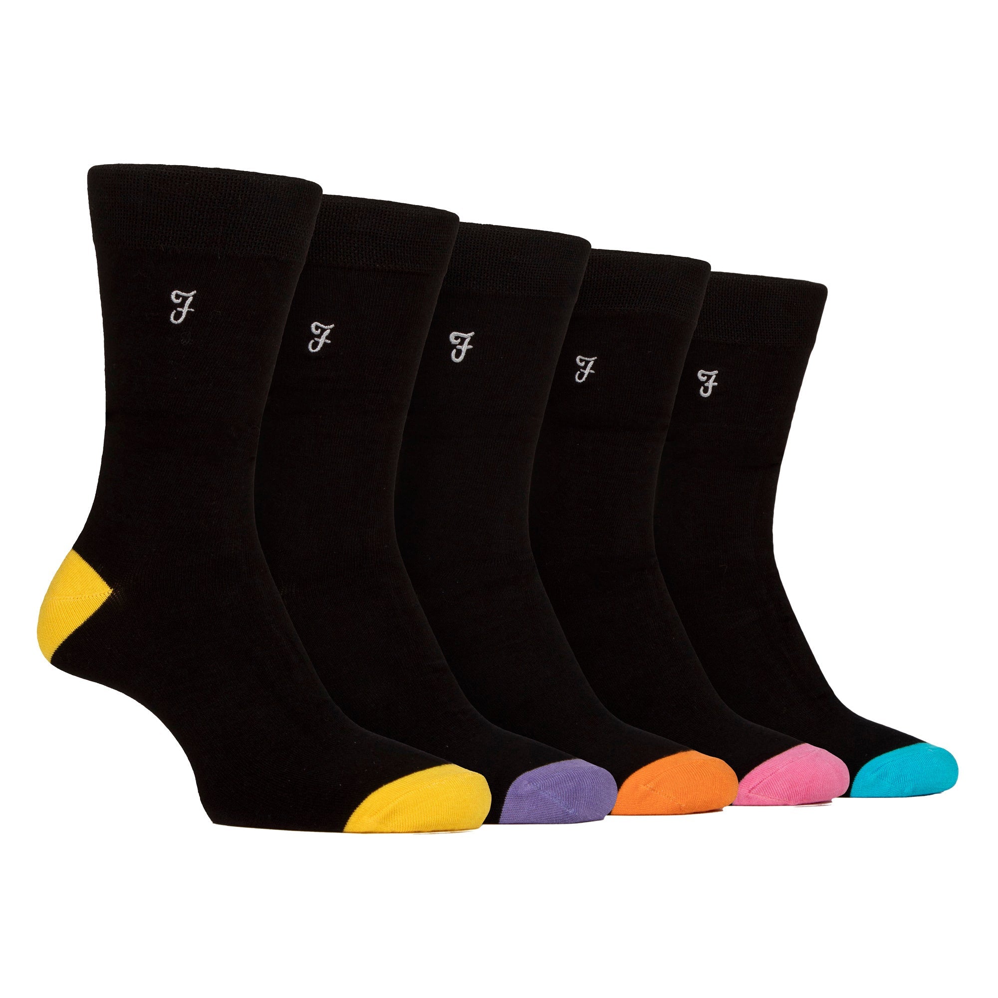 Farah Silver 5 Pack Mens Bamboo Patterned Socks