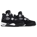 Air Jordan 4 Retro White Thunder trainers top view showing laces