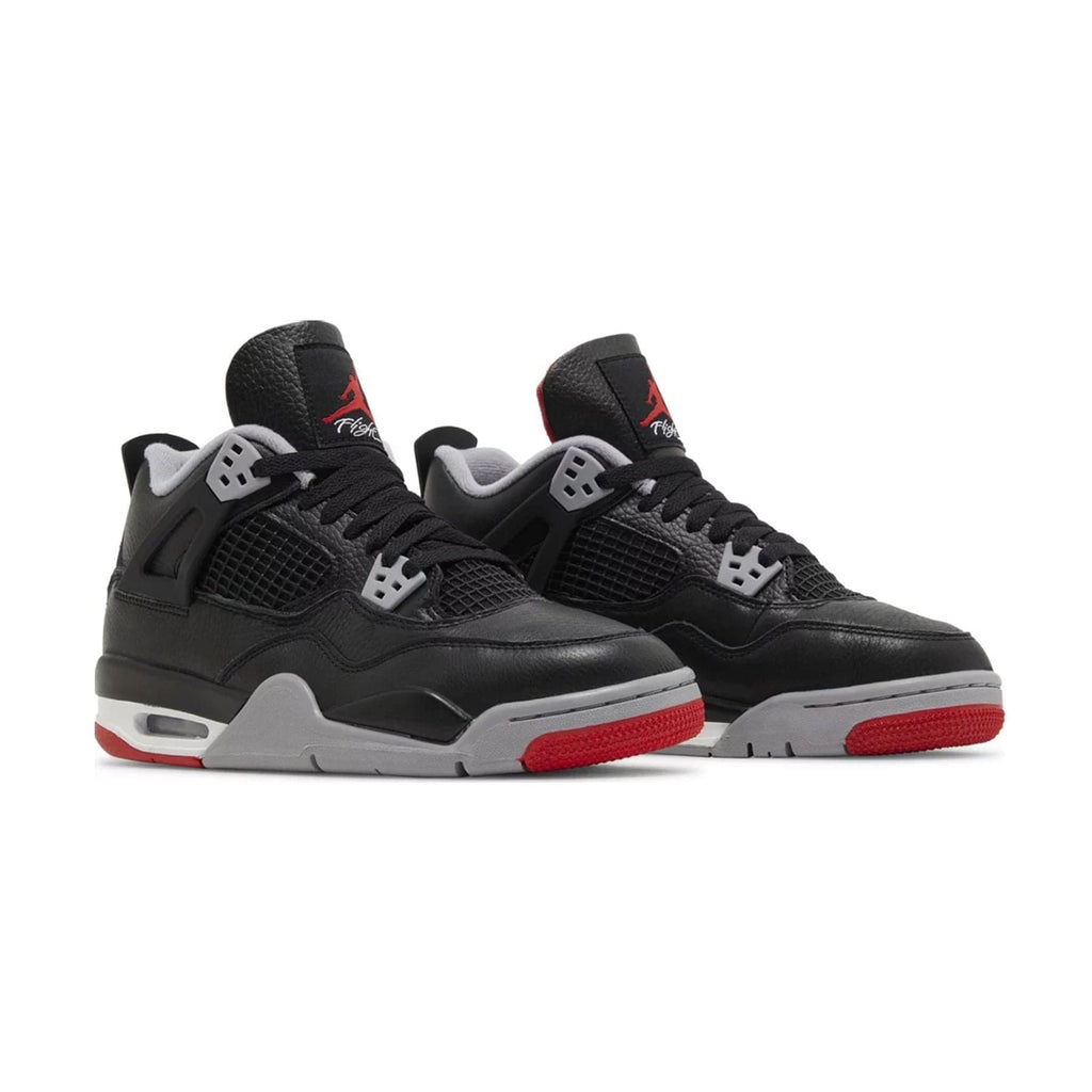 Air Jordan 4 Retro GS Bred Reimagined trainers top view showing laces