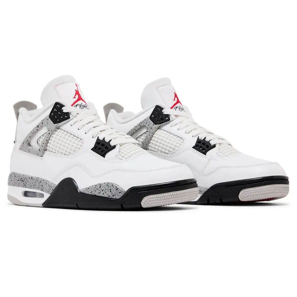 Air Jordan 4 Retro White Cement 2025 trainers top view showing laces