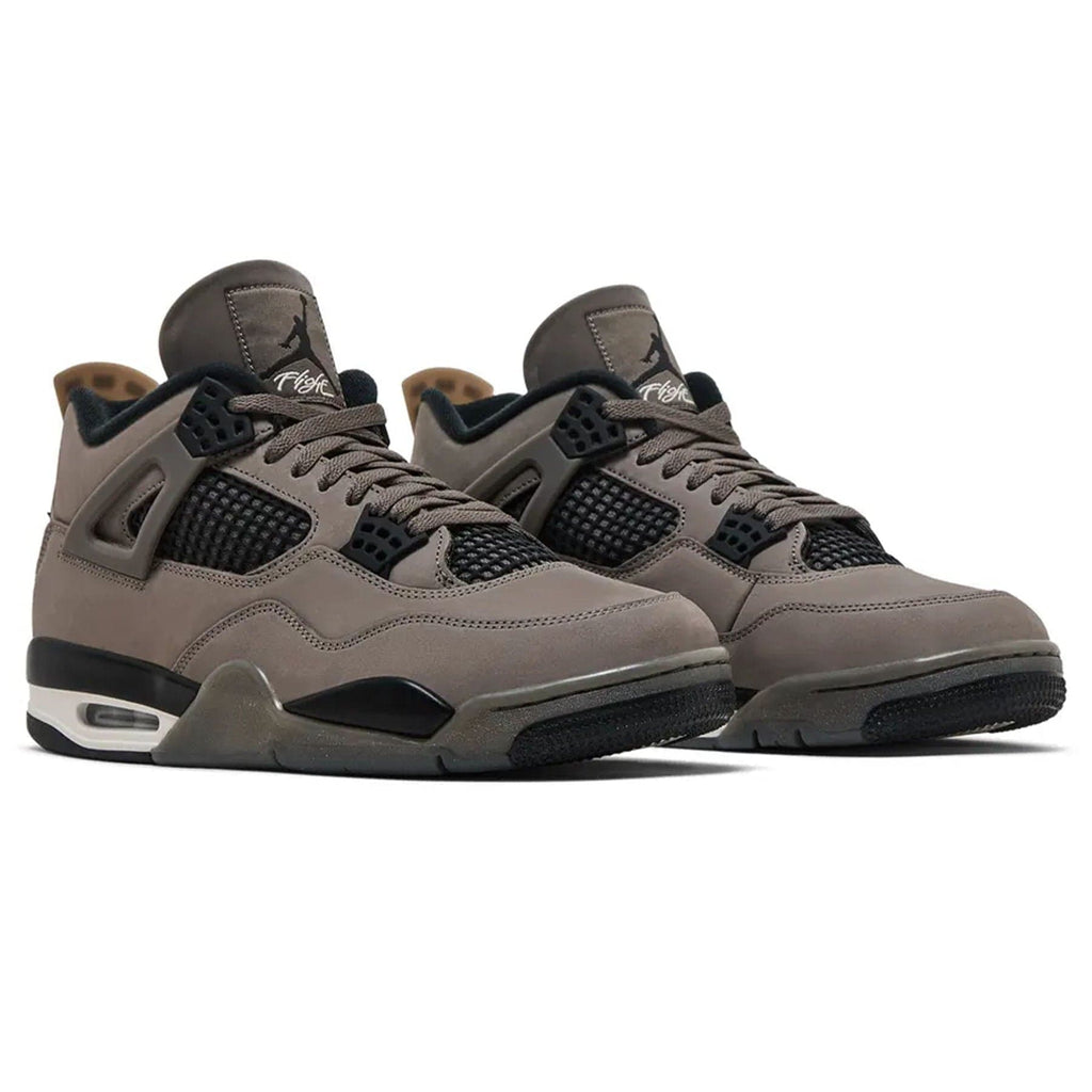 Air Jordan 4 Retro Cave Stone trainers top view showing laces