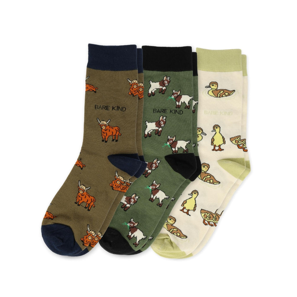 Bare Kind Farm Animals Bundle of 3 Bamboo Sock Set