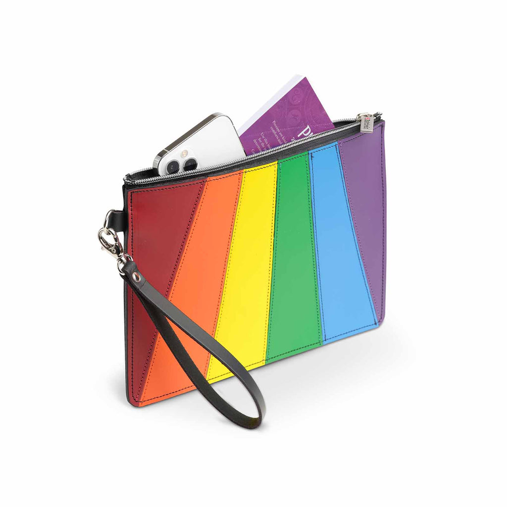 Zatchels Pride Rainbow leather folio case open view