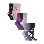 Gentle Grip Womens 9 Pack Non-Binding Cotton Crew Socks with Stripes Patterned