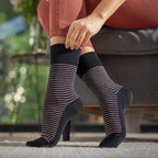 Gentle Grip Womens 9 Pack Non-Binding Cotton Crew Socks with Stripes Patterned