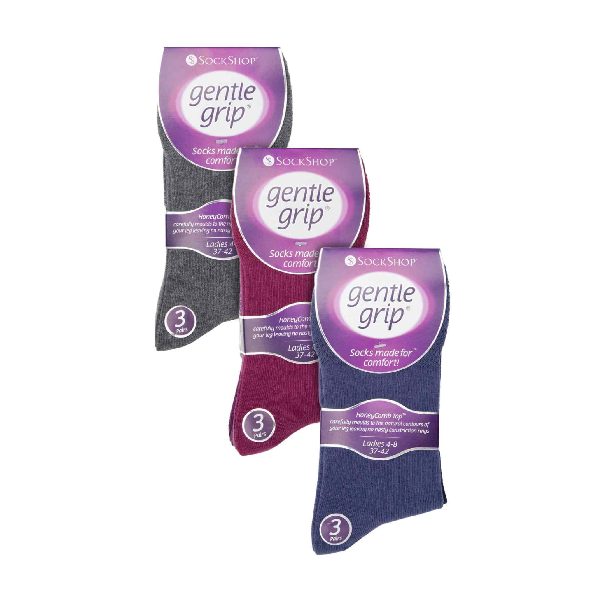 Gentle Grip Womens 9 Pack Non-Binding Cotton Crew Socks with Stripes Patterned