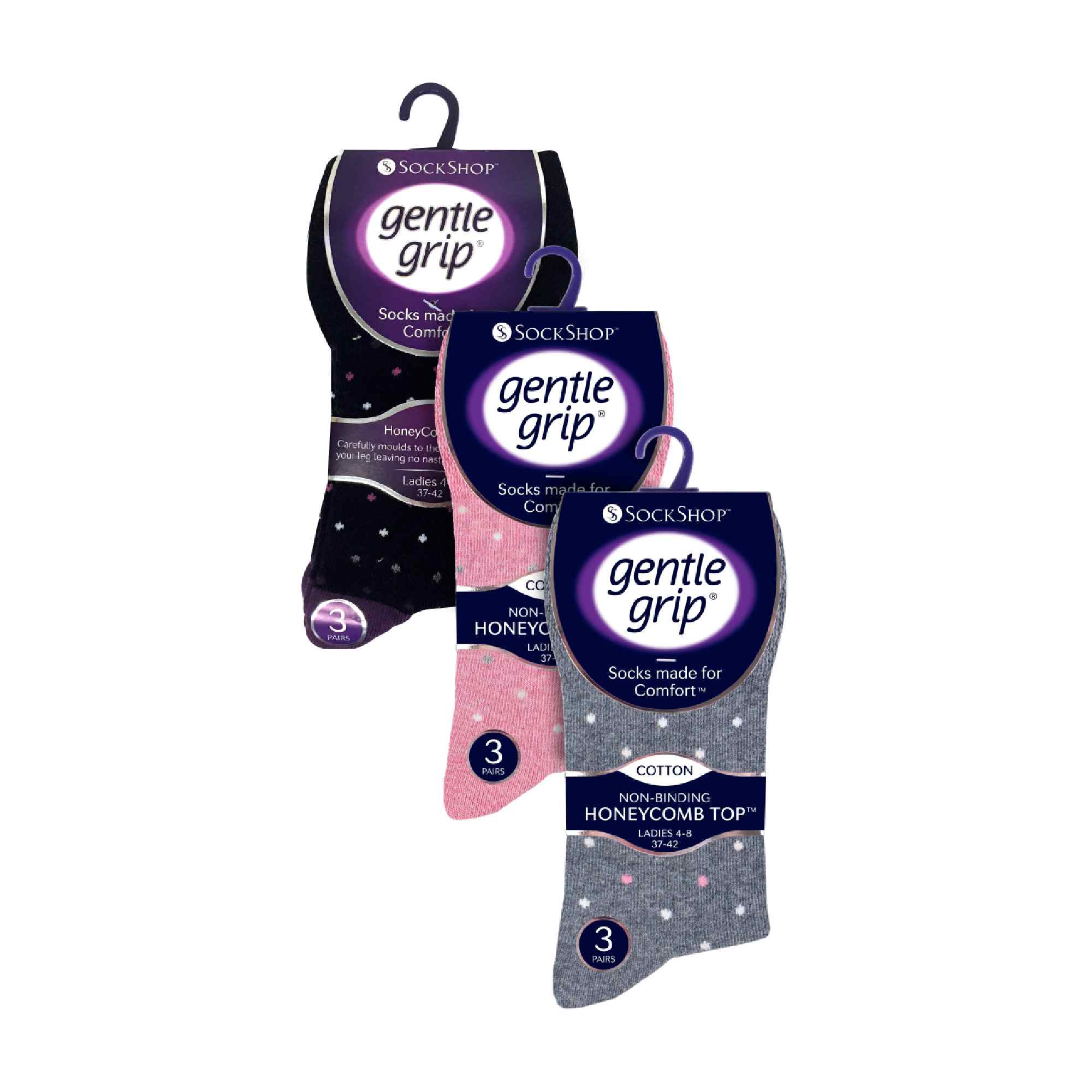 Gentle Grip Womens 9 Pack Non-Binding Cotton Crew Socks with Stripes Patterned