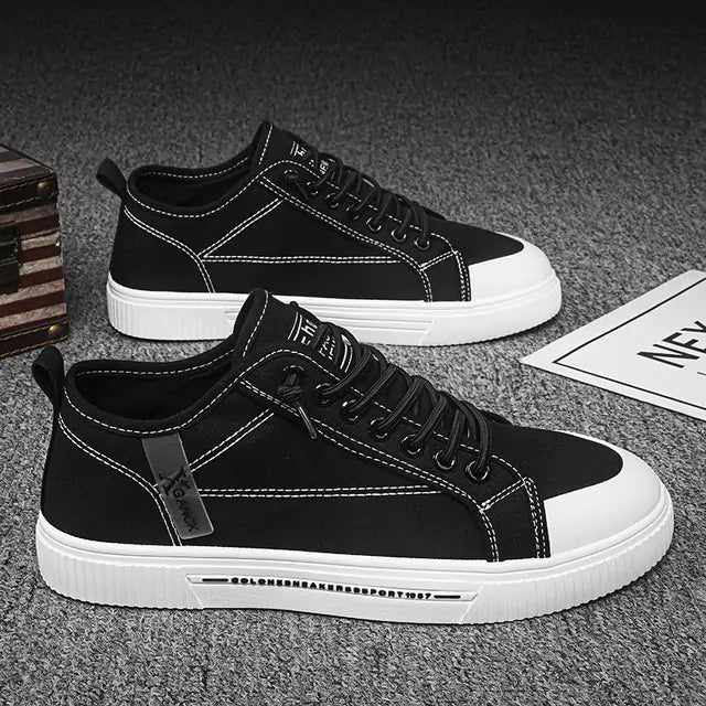 Mens Canvas Breathable Cushioned Lace Up Trainers