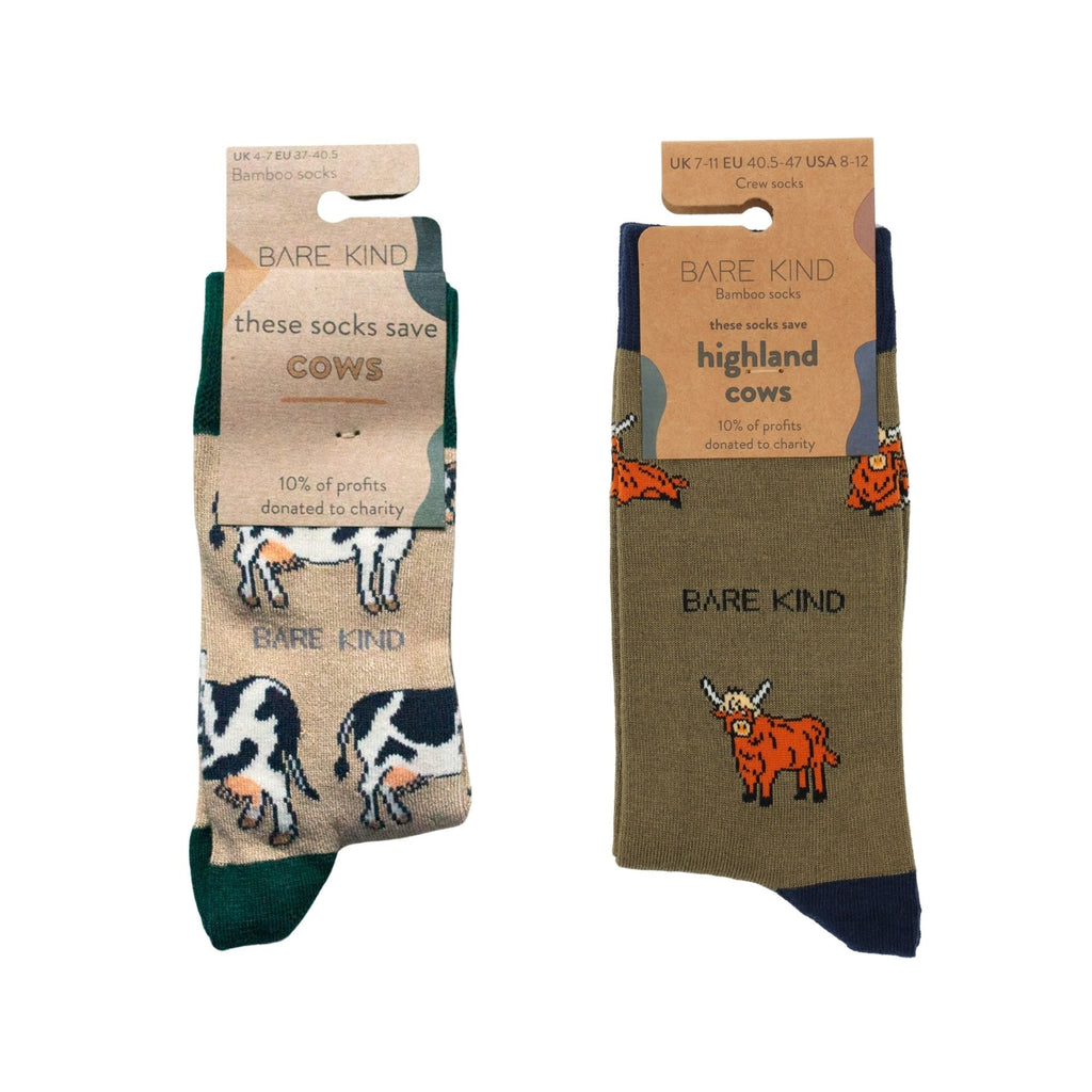 Bare Kind Green Cow Bundle of 2 Bamboo Sock Set