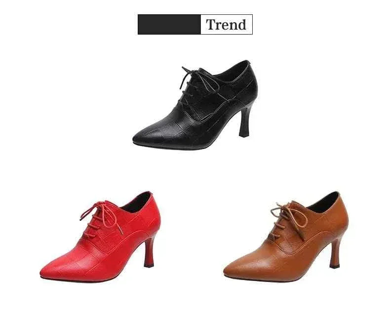Womens Pointed Toe Patent Leather Mid Heel Office Shoes