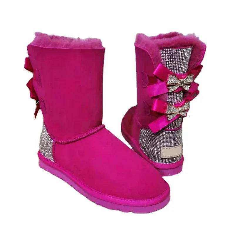 Womens Sparkle Bow Winter Boots