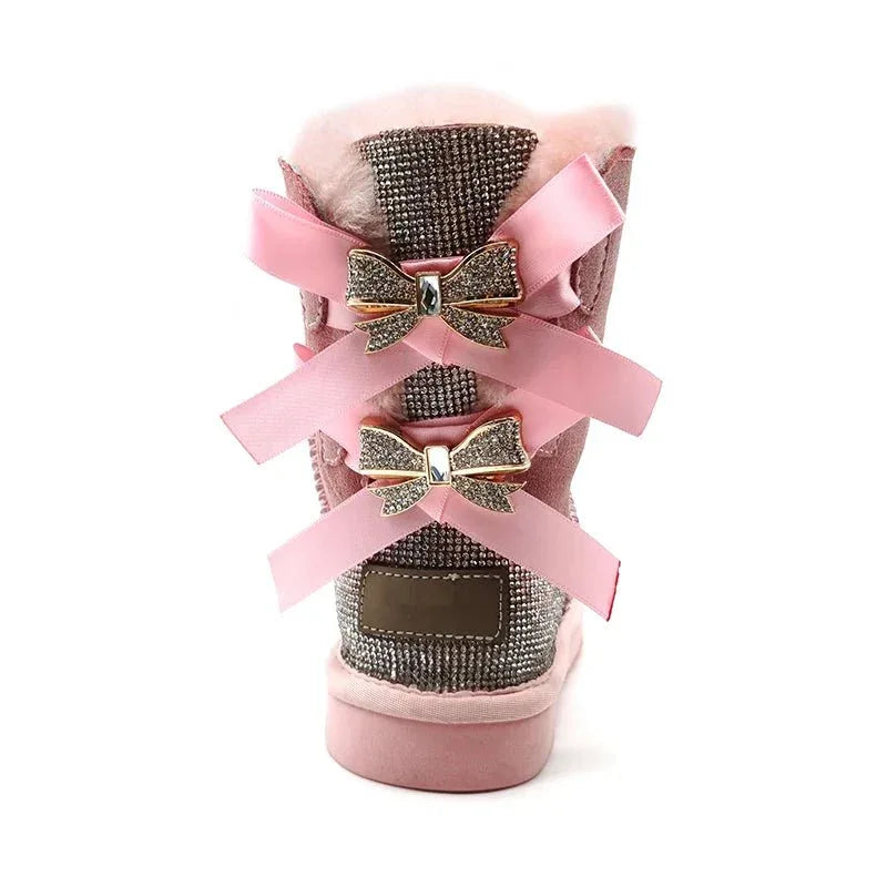 Womens Sparkle Bow Winter Boots