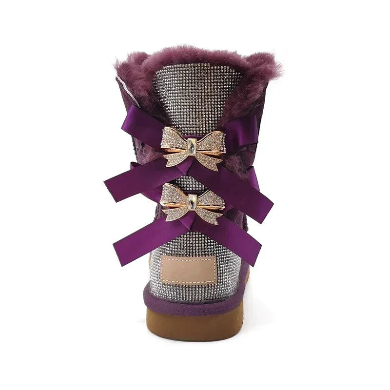 Womens Sparkle Bow Winter Boots