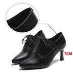 Womens Pointed Toe Patent Leather Mid Heel Office Shoes