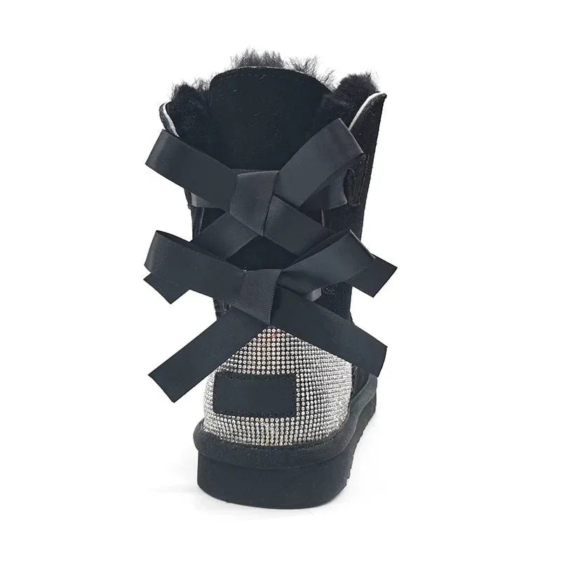Womens Sparkle Bow Winter Boots