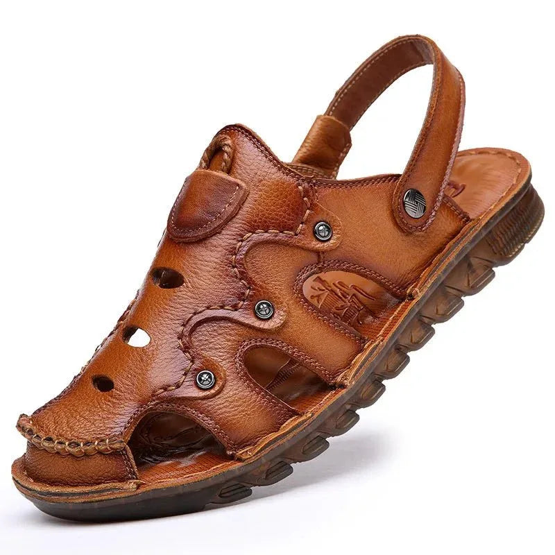 Mens Leather Open Toe Sandals