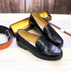 Mens Plaid Pattern Leather Loafers