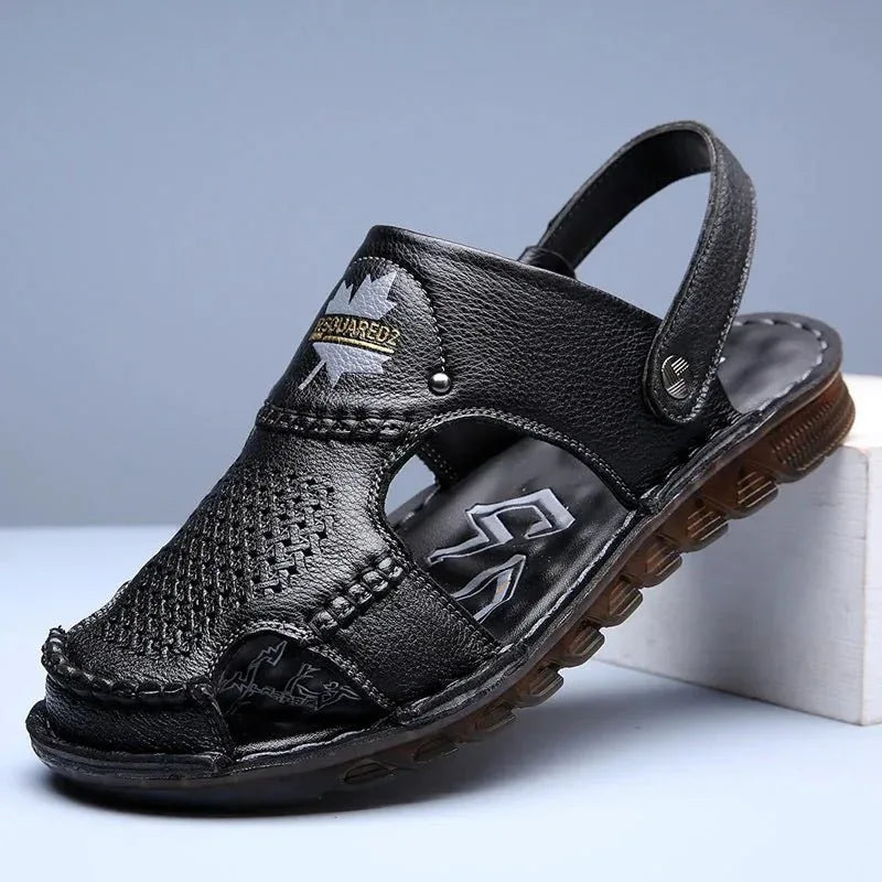 Mens Leather Open Toe Sandals