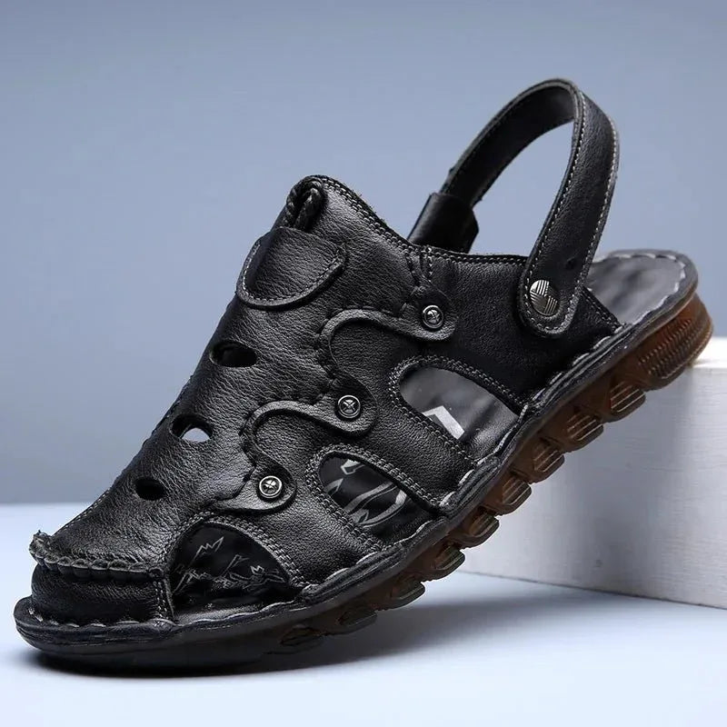 Mens Leather Open Toe Sandals