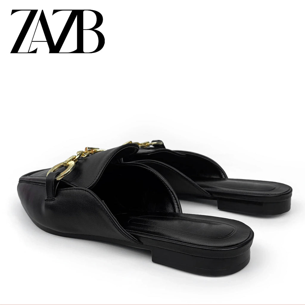 Womens Pearl Accent Square Toe Flats