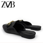 Womens Pearl Accent Square Toe Flats