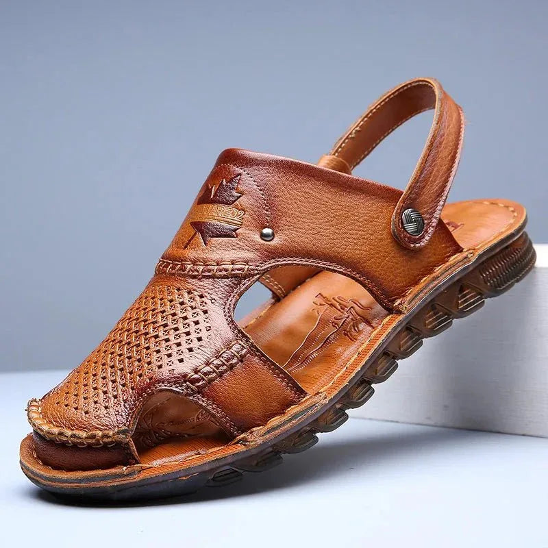Mens Leather Open Toe Sandals