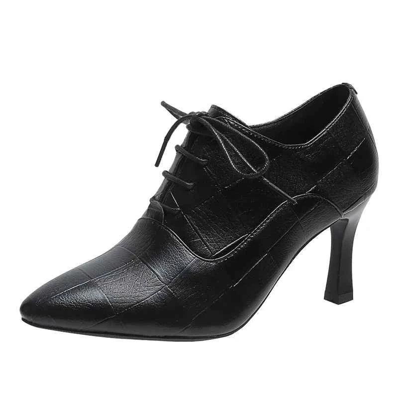 Womens Pointed Toe Patent Leather Mid Heel Office Shoes