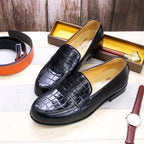 Mens Plaid Pattern Leather Loafers