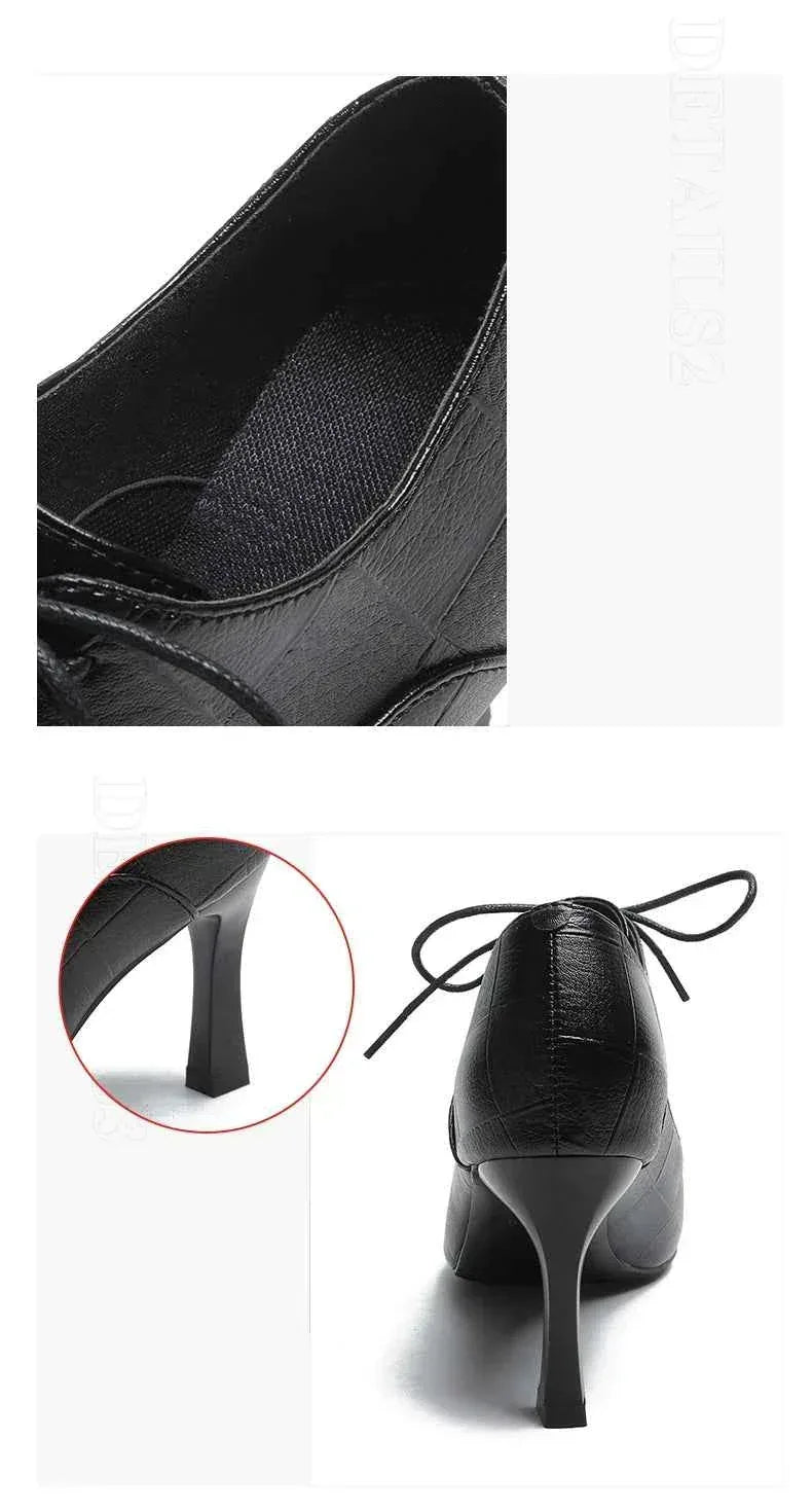 Womens Pointed Toe Patent Leather Mid Heel Office Shoes