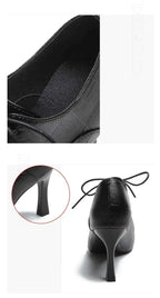 Womens Pointed Toe Patent Leather Mid Heel Office Shoes