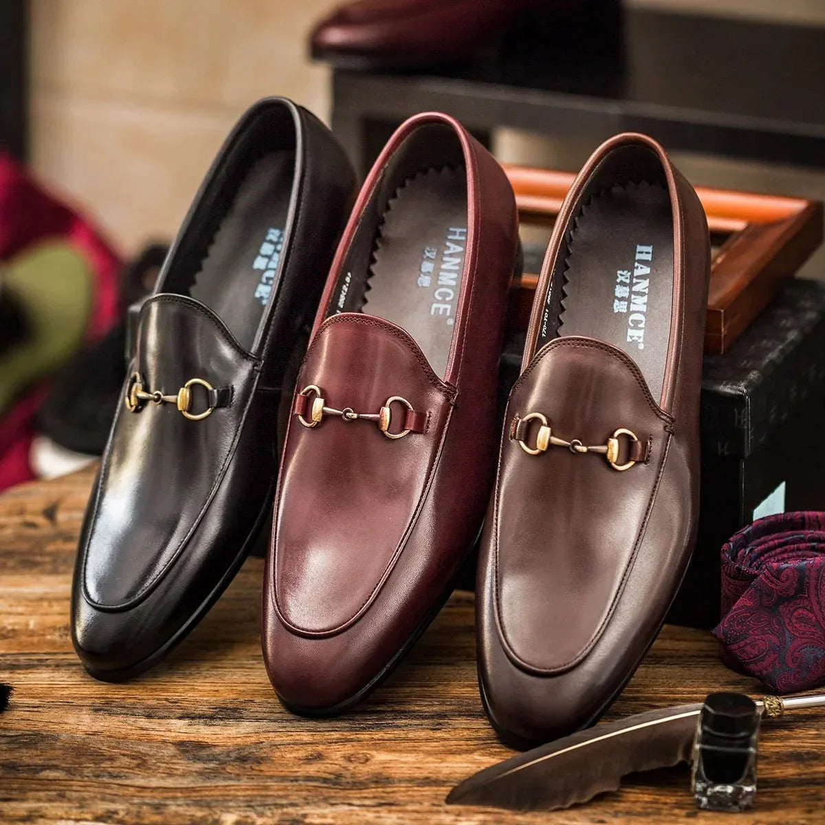 Mens Genuine Leather Dress Loafers