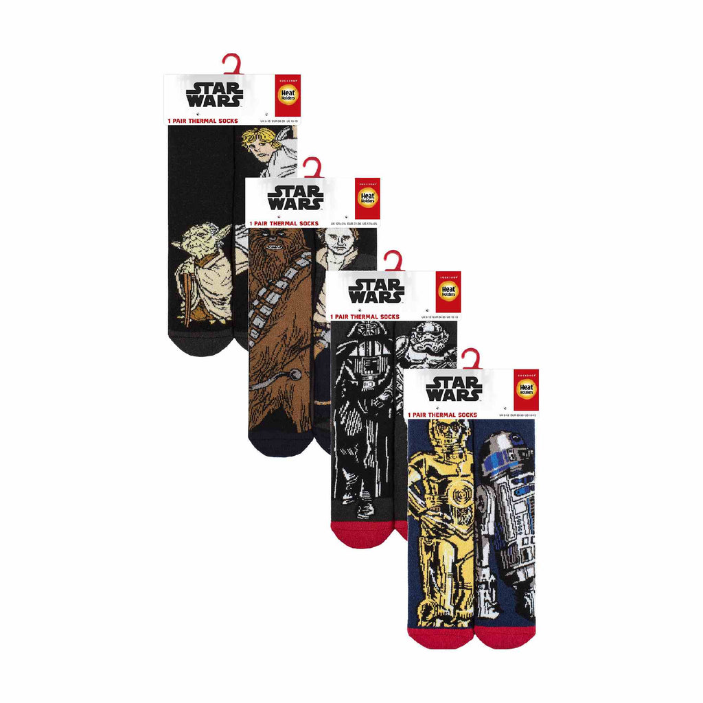 HEAT HOLDERS 4 Pairs Kids Winter Lite Star Wars Socks: Thermal Fun Novelty Socks