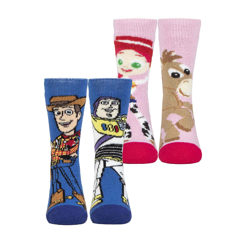 HEAT HOLDERS 2 Pack Kids Toy Story Socks: Novelty Thermal Warm Woody Disney Socks