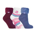 HEAT HOLDERS Womens 3 Pair Multipack Fluffy Fleece Slipper Bed Socks with Non Slip Grips