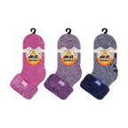 HEAT HOLDERS Womens 3 Pair Multipack Fluffy Fleece Slipper Bed Socks with Non Slip Grips