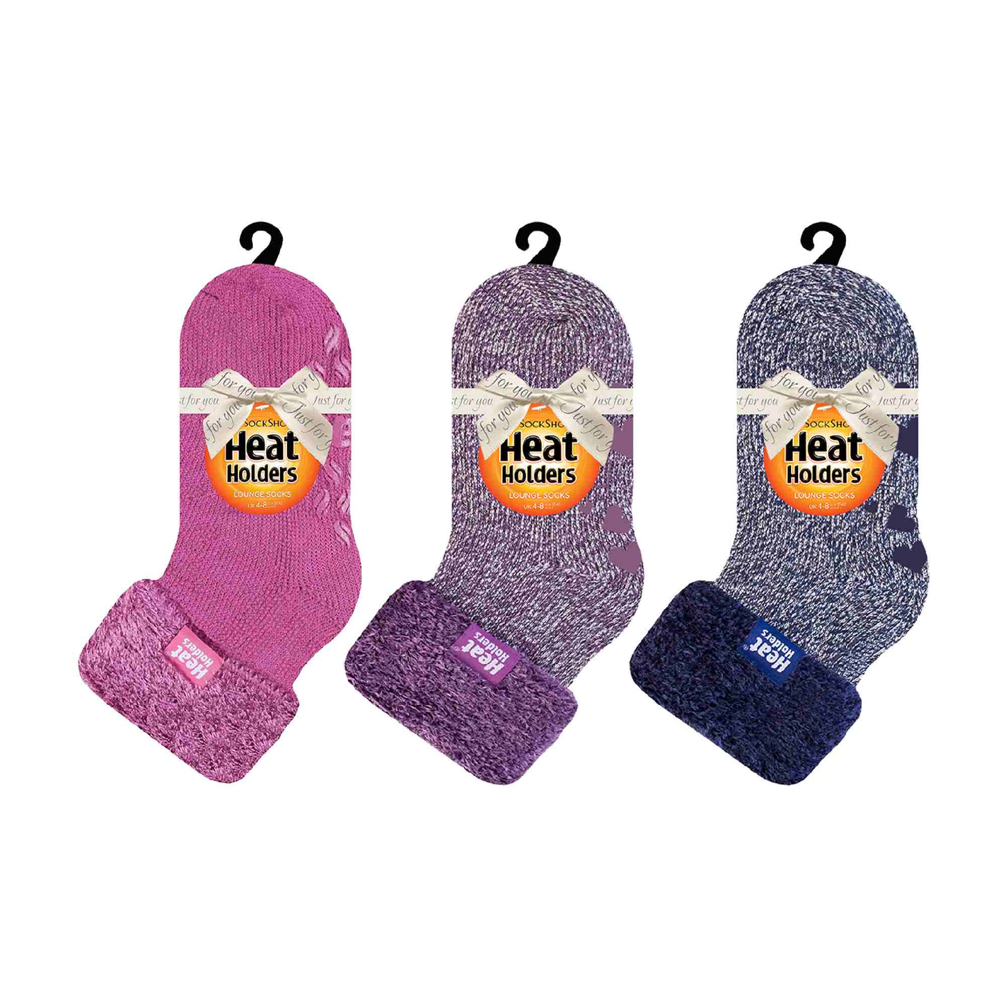 HEAT HOLDERS Womens 3 Pair Multipack Fluffy Fleece Slipper Bed Socks with Non Slip Grips
