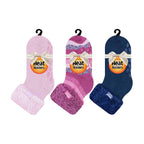 HEAT HOLDERS Womens 3 Pair Multipack Fluffy Fleece Slipper Bed Socks with Non Slip Grips