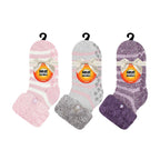 HEAT HOLDERS Womens 3 Pair Multipack Fluffy Fleece Slipper Bed Socks with Non Slip Grips