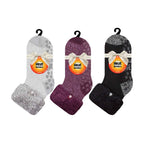 HEAT HOLDERS Womens 3 Pair Multipack Fluffy Fleece Slipper Bed Socks with Non Slip Grips